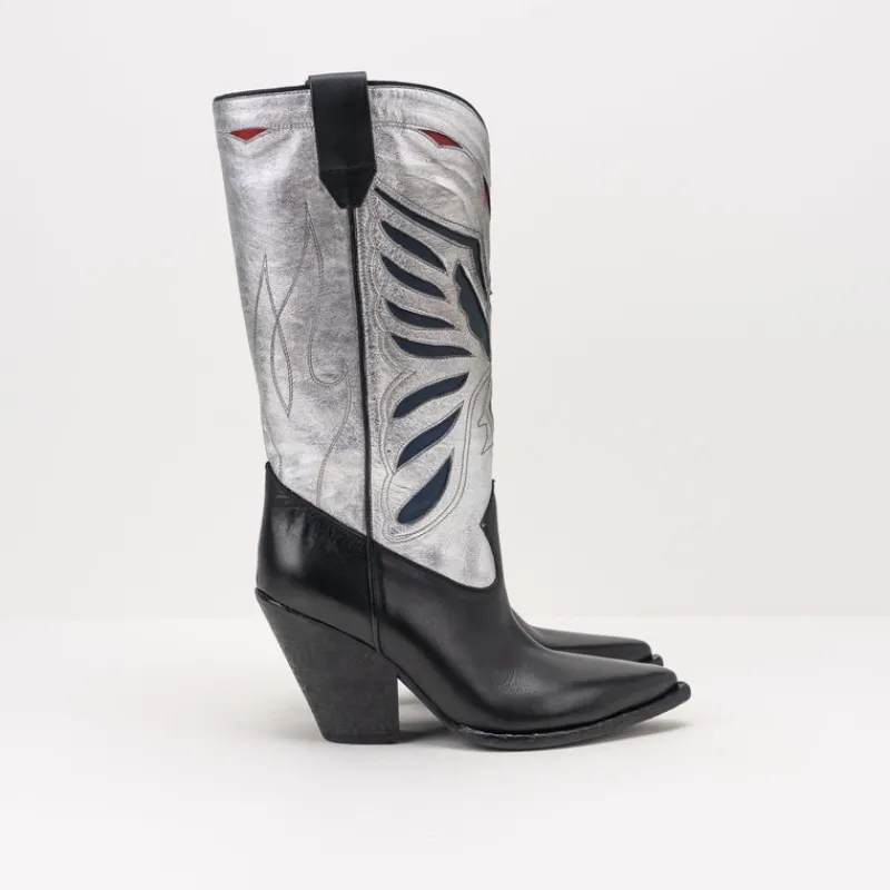 Mujer ELENA IACHI Botas-BOTA - - E3639 TALCO NERO SILVER