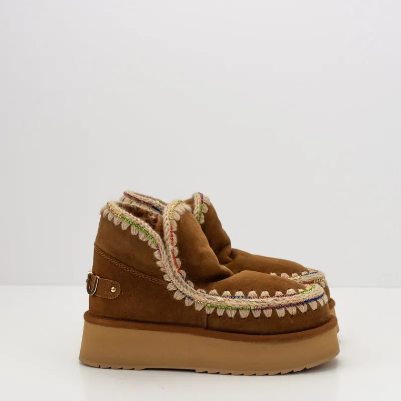 Mujer MOU Botas-BOTA - - ESKIMO 18 PLATFORM RHINESTONES COGNAC