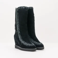 Mujer MOU Botas-BOTA - - ESKIMO FRENCH TOE WEDGE TALL BLACK