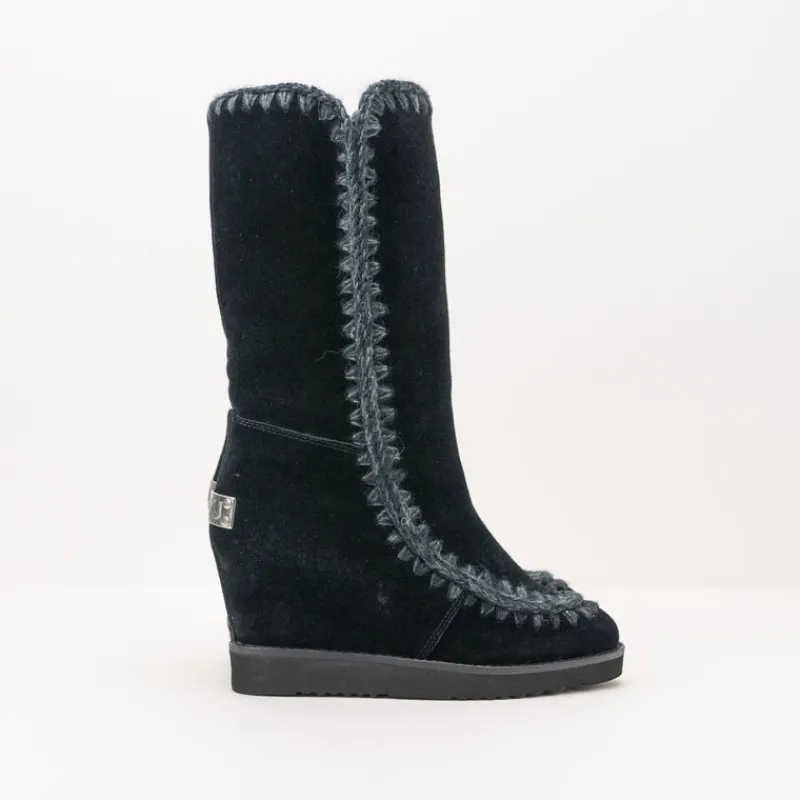 Mujer MOU Botas-BOTA - - ESKIMO FRENCH TOE WEDGE TALL BLACK
