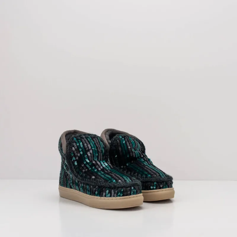 Mujer MOU Botas | Botines-BOTA - - ESKIMO SNEAKER STRIPY SEQUINS PEACOCK