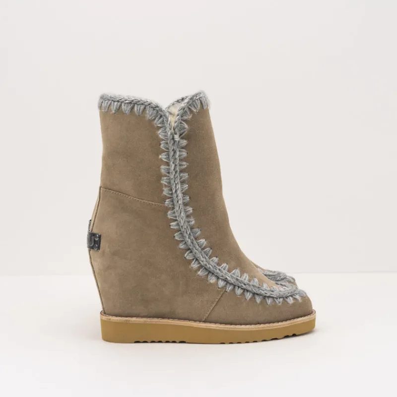 Mujer MOU Botas-BOTA - - FRENCH TOE WEDGE SHORT DARK STONE