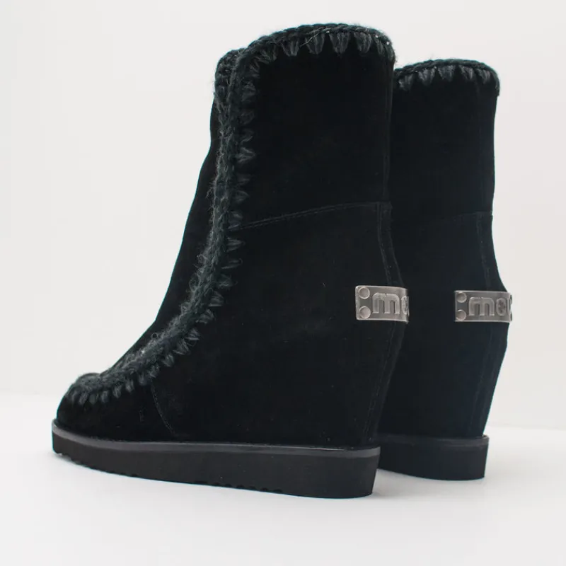 Mujer MOU Botas-BOTA - - FRENCH TOE WEDGE SHORT BLACK
