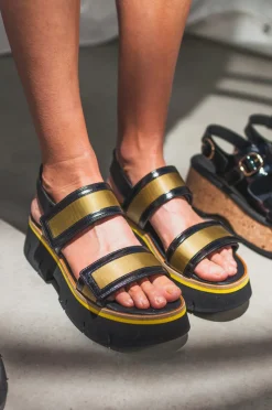 Mujer HOMERS Sandalias-SANDALIA - - 21321 NYLON GOLD GREEN