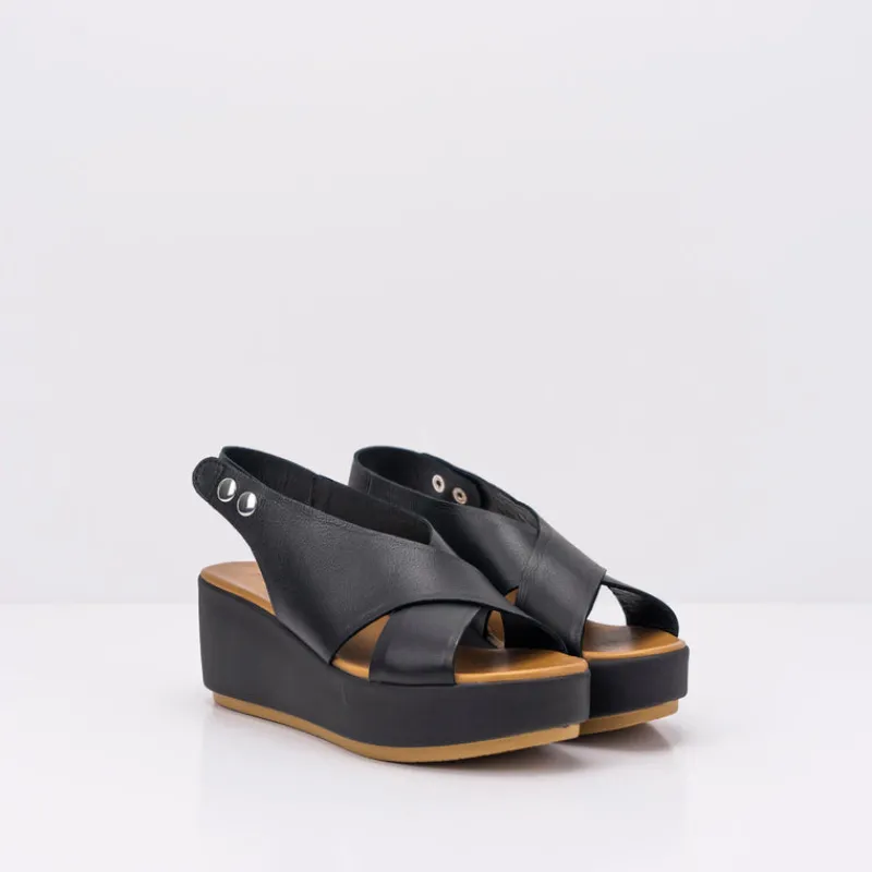 Mujer INUOVO Sandalias-SANDALIA - - CUÑA NEGRA 123031