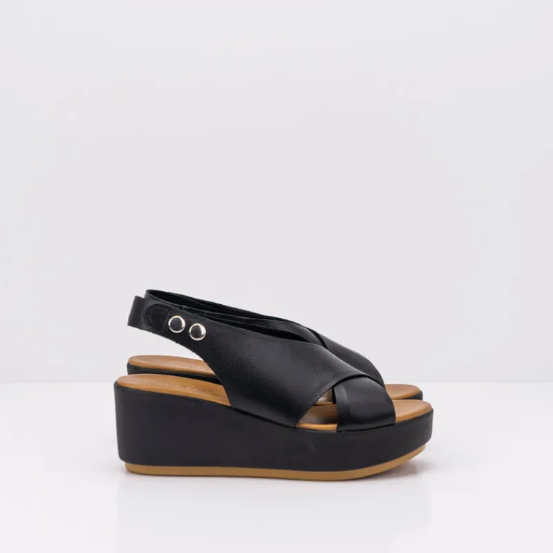 Mujer INUOVO Sandalias-SANDALIA - - CUÑA NEGRA 123031