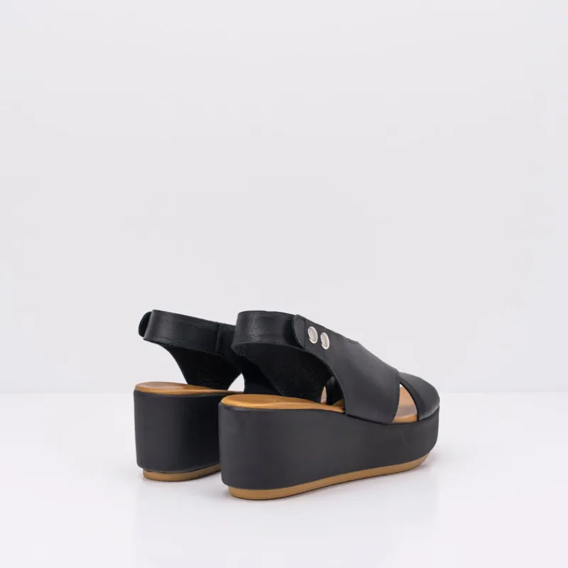 Mujer INUOVO Sandalias-SANDALIA - - CUÑA NEGRA 123031