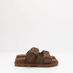 Mujer MOU Sandalias-SANDALIA - - LOW BIO SANDAL MONOCHROME NUT BROWN LEATHER