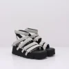 Mujer PURO-SECRET Sandalias-SANDALIA - PURO SECRET - HIGH 5 CALF LEATHER LIGHT GREY BLACK