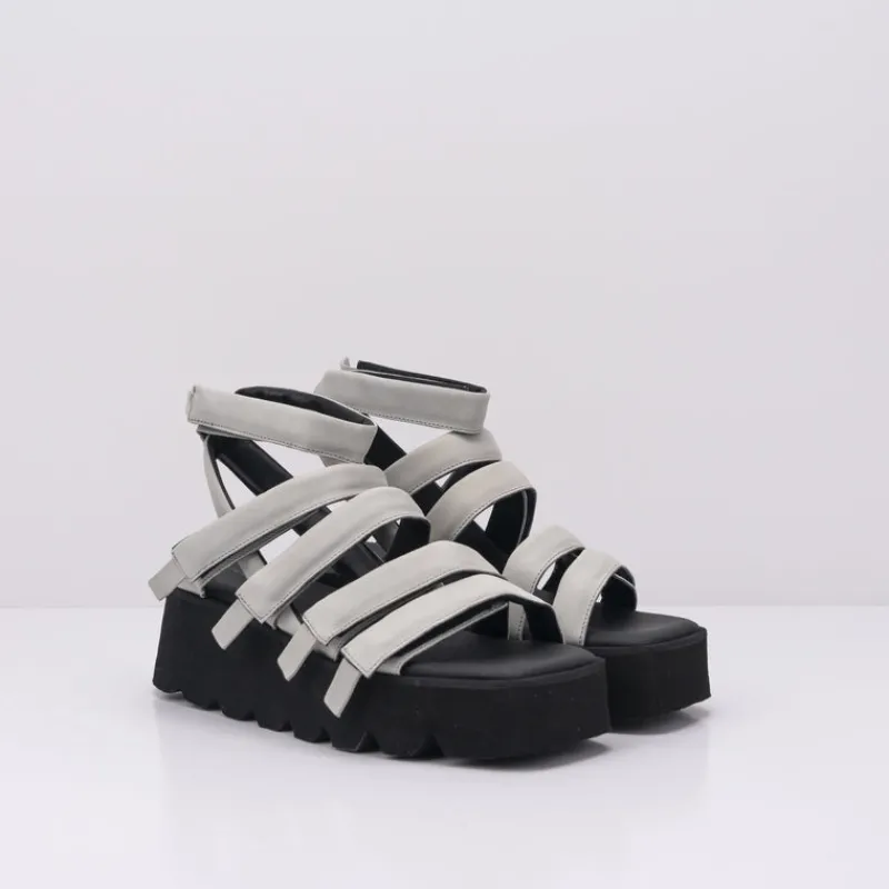 Mujer PURO-SECRET Sandalias-SANDALIA - PURO SECRET - HIGH 5 CALF LEATHER LIGHT GREY BLACK