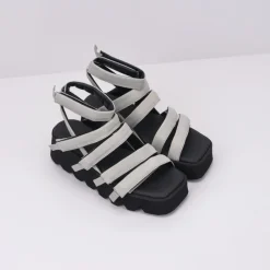 Mujer PURO-SECRET Sandalias-SANDALIA - PURO SECRET - HIGH 5 CALF LEATHER LIGHT GREY BLACK