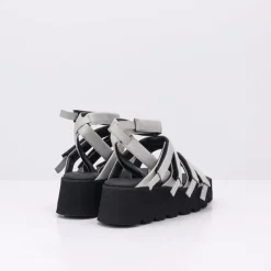 Mujer PURO-SECRET Sandalias-SANDALIA - PURO SECRET - HIGH 5 CALF LEATHER LIGHT GREY BLACK