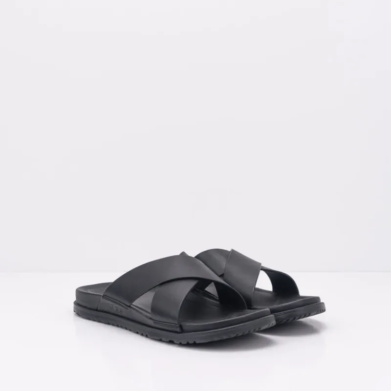 Hombre UGG Sandalias-SANDALIA - - WAINSCOTT SLIDE BLACK LEATHER