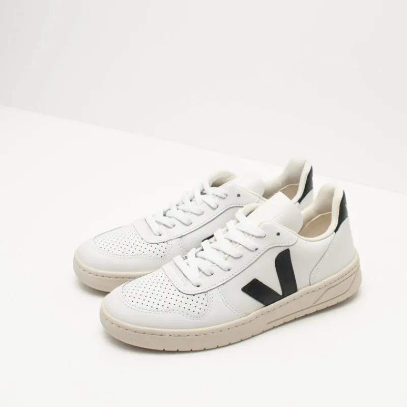 Mujer VEJA Zapatillas Deportivas-ZAPATILLA- - V-10 LEATHER EXTRA WHITE BLACK VX020005