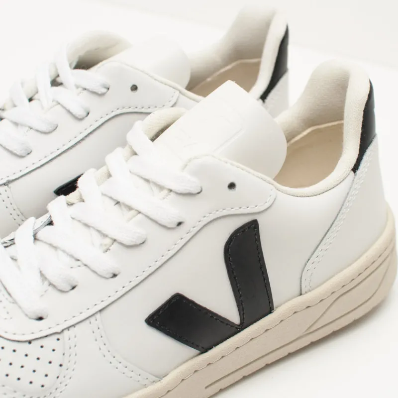 Mujer VEJA Zapatillas Deportivas-ZAPATILLA- - V-10 LEATHER EXTRA WHITE BLACK VX020005