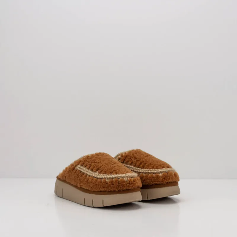 Mujer MOU Zuecos-ZUECO - - BOUNCE CLOG CURLY SHEEPSKIN COGNAC