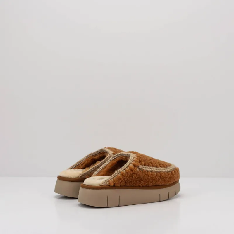 Mujer MOU Zuecos-ZUECO - - BOUNCE CLOG CURLY SHEEPSKIN COGNAC