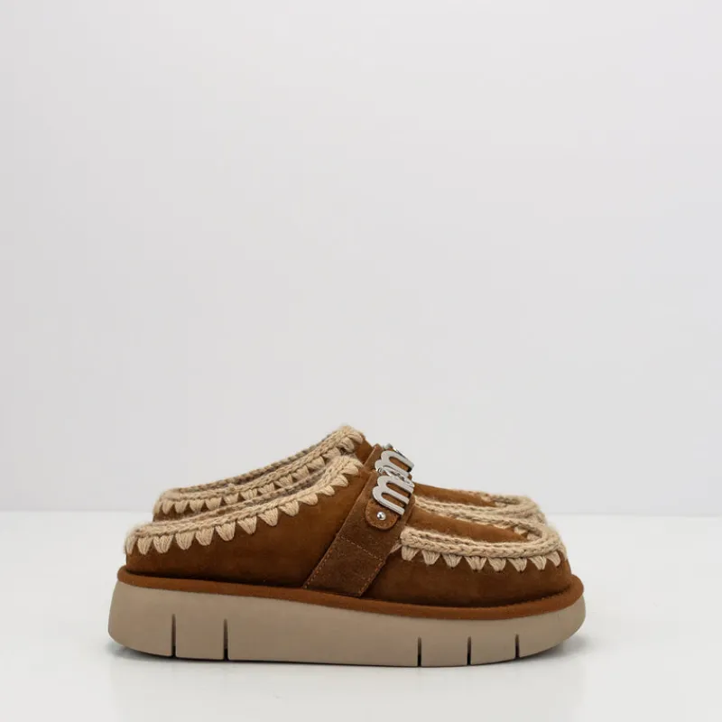Mujer MOU Zuecos-ZUECO - - BOUNCE CLOG METAL LOGO COGNAC