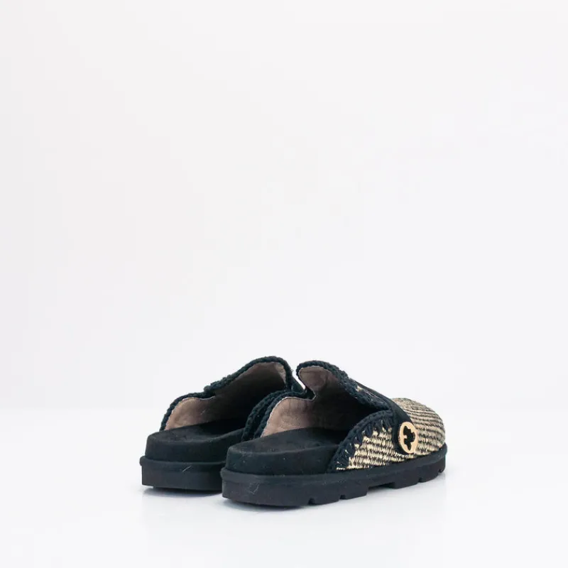 Mujer MOU Zuecos-ZUECO - - LOW BIO SABOT PLAIN RAFFIA BLACK